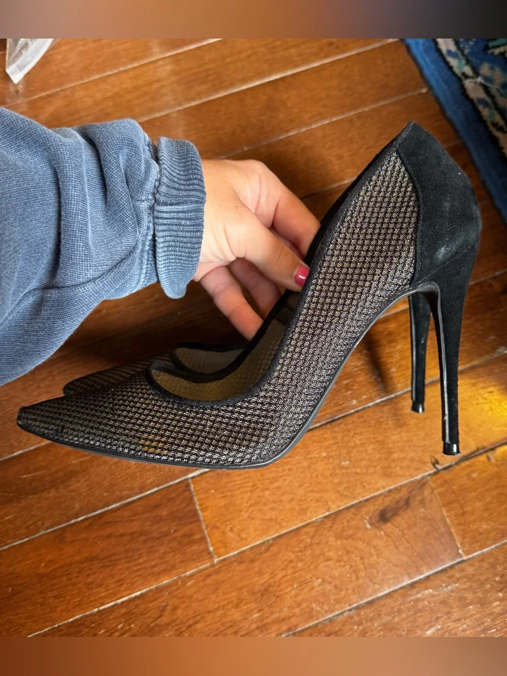 Steve Madden Black Mesh Pointed Toe Stiletto Pump